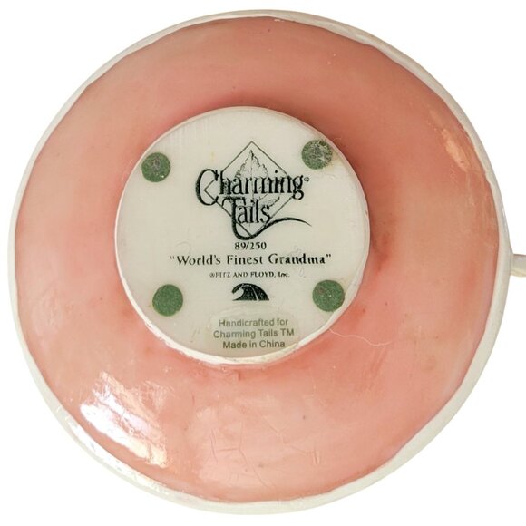 Vintage Fitz and Floyd Charming Tails "World's Finest Grandma" Figurine - Picture 8 of 13